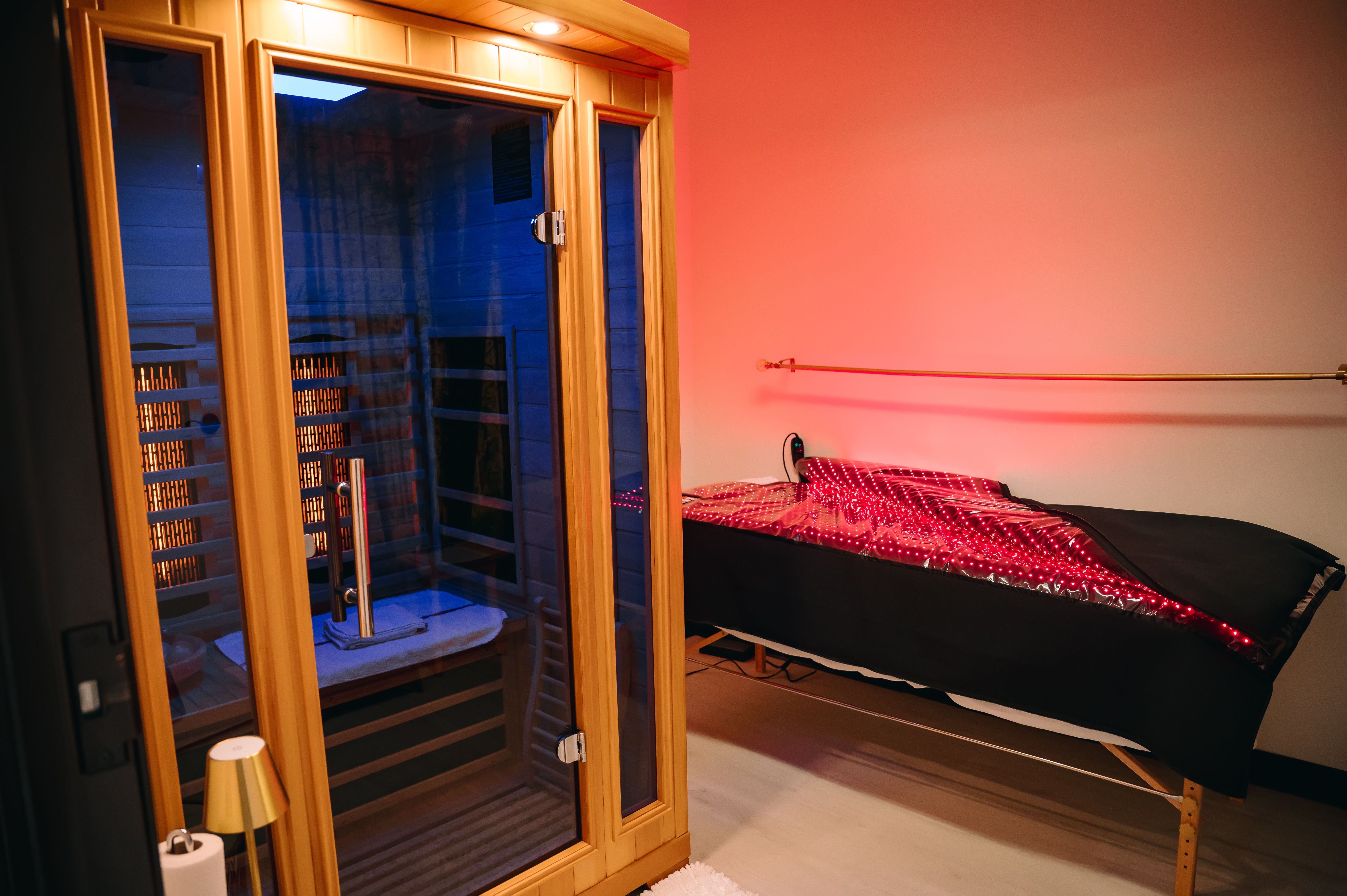 how sauna and red light therapy combine to reduce pain, improve heart health, boost skin wellness, and support your body's natural healing processes.